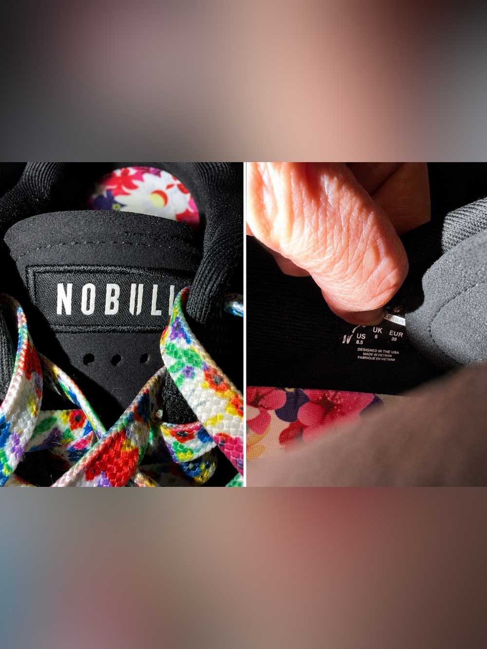 NOBULL Women’s 8.5 Black Floral CrossFit Training Sneakers Shoes - Picture 5 of 8